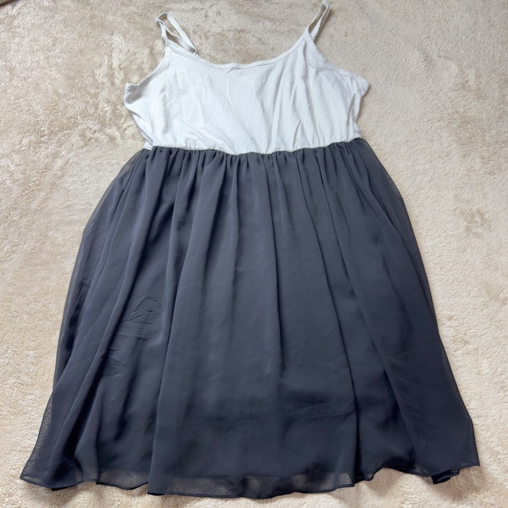 Forever 21 Plus Size 2X White Black Colorblock Cami Chiffon Skirt Mini Dress